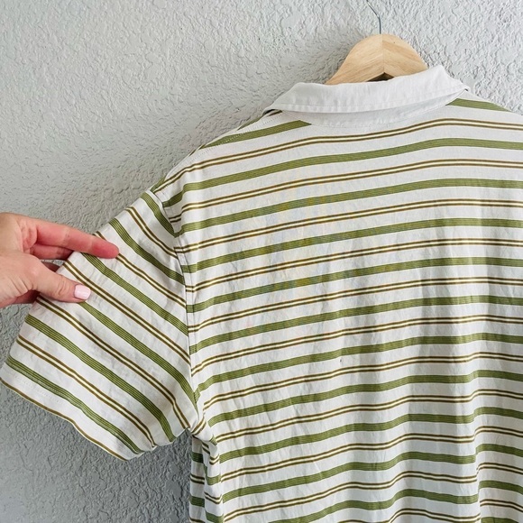 Vintage Penguin Green & Cream Striped Classic Polo Shirt - Picture 4 of 13